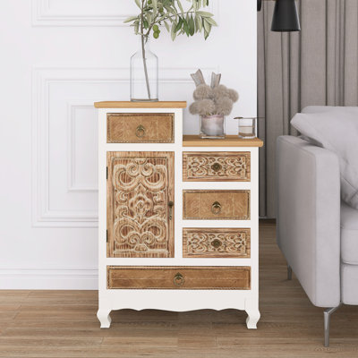 Wood Rockcrest Tall Solid Wood 1 - shops Drawer Mirrored Accent Chest